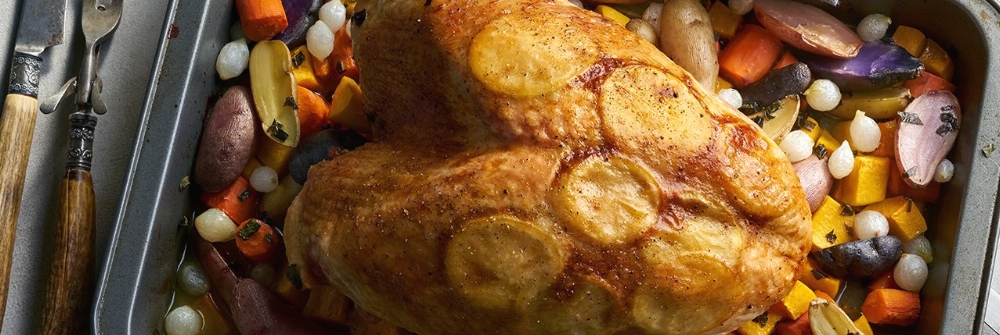 Lemon-Basil Turkey with Roasted Vegetables
